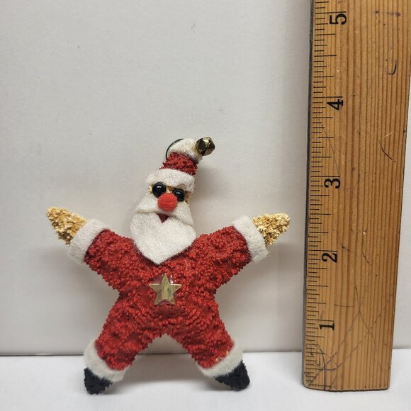 VTG Christmas Red Starfish Santa Christmas Tree Ornament Star Fish Handmade Art - Picture 3 of 5